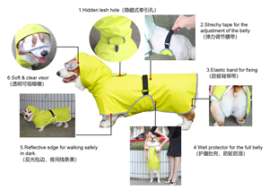 Poncho impermeable para perros pequeños, medianos y grandes, impermeable para mascotas de cobertura completa para Corgi Shiba Inu Teddy French <span class=keywords><strong>Bulldog</strong></span> XL para primavera - Product Image 4