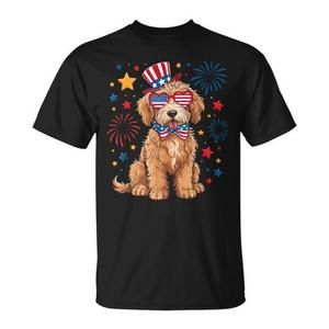 T-shirt Goldendoodle Patriotic 4th Of July con bandiera degli Stati Uniti per cani - Product Image 1