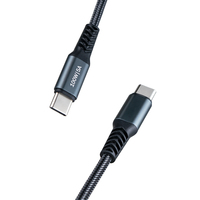 Câble de données USB PD 100W 5A tressé en nylon avec coque en aluminium de 1 mètre (Type-C), adapté aux téléphones Samsung et Apple, charge rapide