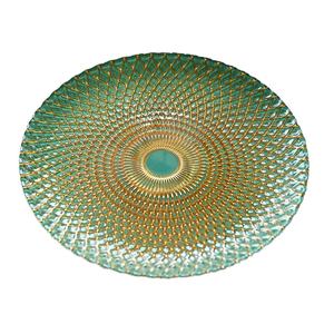 Dwax Model 159 Fruit Plate American Celebrity Eco-Friendly Kiln Glass Gold Inlay Peacock Platter Green Pineapple <strong>Candy</strong> <strong>Tray</strong> Flat - Product Image 1