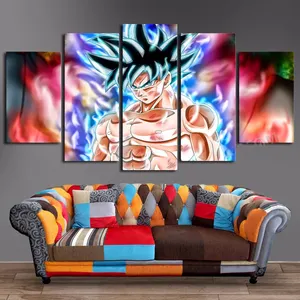 5 Panel Canvas Poster Modular Picture Painting Anime Dragon Ball Goku Wall Art Framework Modern Living Room Decorative