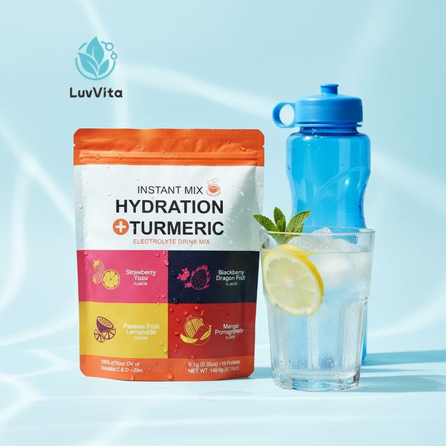 OEM Instant Mix Hydration Turmeric Electrolyte Drink Powder Vegan With Vitamin C D Zinc for Sports Recovery and Daily Wellness