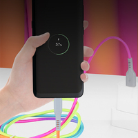 Kabel USB Tipe-C Nylon Rainbow Braided dengan Pengisian Cepat 3A PD untuk Perangkat iPhone dan Android