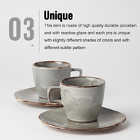 Tasse à café expresso en céramique grise réactive unique de 150 ml (5 oz) avec soucoupe pour restaurant, hôtel, café, porcelaine durable