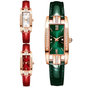 Montre de luxe avec diamants délicats, montre verte de style étudiant rétro, montre pour femme de niche, design simple et élégant - Product Image 4