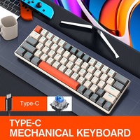 Clavier mécanique personnalisé OEM T60 63 touches, clavier ergonomique de jeu à lumière LED remplaçable à chaud avec câble de type C pour PC portable