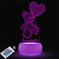 Lampe de nuit LED holographique en acrylique 3D Illusion d'optique avec nom personnalisé
