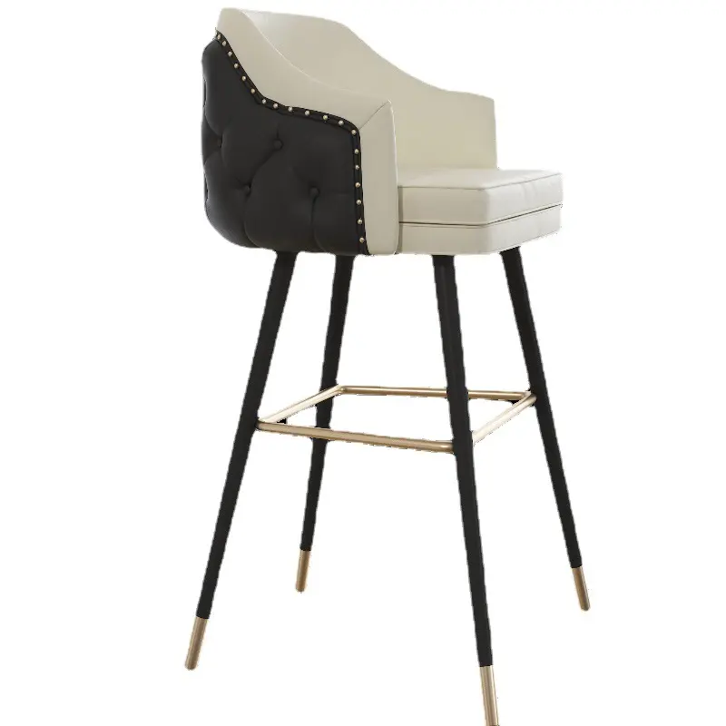 Moderne hochwertige Barhocker Leder gepolsterter Esszimmerstuhl Bar-Stuhl mit Zählerhöhe