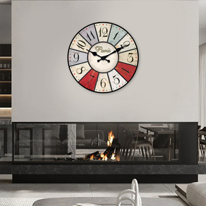 <span class=keywords><strong>Horloge</strong></span> murale ronde en patchwork sur le thème de <span class=keywords><strong>Paris</strong></span> personnalisable - Design vintage coloré pour la décoration de la maison, salon, chambre à coucher - Product Image 4