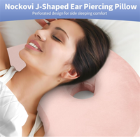 Oreiller cervical orthopédique en forme de J, tricoté, avec design à fosse auriculaire, pour soulager les douleurs cervicales et les ronflements, idéal pour les dormeurs latéraux