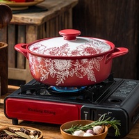 Casserole haut de gamme de style chinois avec couvercle en céramique, compatible gaz, résistante aux hautes températures, idéale pour la cuisson à sec, cadeau idéal pour la maison