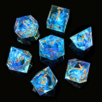 Jeu de dés DND pour Donjons et Dragons, dés en résine à bords tranchants, faits à la main, 7 accessoires, dés polyédriques pour jeux de rôle, bleu