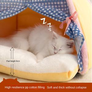 Cat Dog Nest quattro stagioni universale rimovibile in pile di corallo lavabile in cotone chiuso di sicurezza <span class=keywords><strong>Pet</strong></span> casa Semi-aperta Villa tenda - Product Image 3