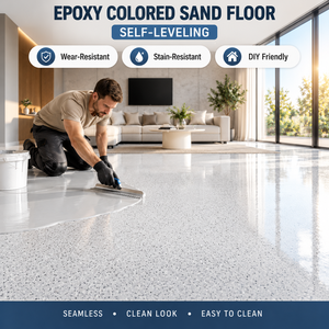Peinture époxy autolissante colorée pour sols, haute performance, imperméable, revêtement époxy autolissant pour sols en sable coloré, OEM - Product Image 4