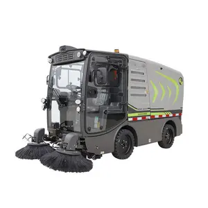 MAXIZM S2010E 2m清除宽度电动道路清扫车，带1000L垃圾桶，用于街道道路除尘设备