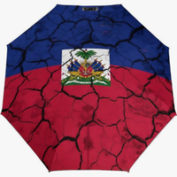 Parapluie Automatique Imperméable et Anti-UV avec Motif Thème Drapeau National Haïtien – Prêt pour le Week-end