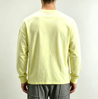 T-shirts thermiques pour hommes en jersey jaune, coupe carrée, à manches longues, respirants, anti-boulochage, 180 g/m², style streetwear, avec impression sérigraphiée et effet gaufré