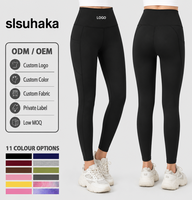 Damen-Leggings mit Eigenem Logo, Hoher Taille, Gebogener Seitentasche, Volle Länge, Schnelltrocknend, Atmungsaktiv, Dehnbar, für Fitness und Tanz