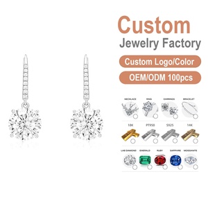 Orecchini a Gancio di Lusso con Lacrime d'Angelo, Moissanite Super Grande da 10 <span class=keywords><strong>Carati</strong></span> Colore D, Argento Sterling <span class=keywords><strong>925</strong></span> Placcato <span class=keywords><strong>Oro</strong></span> 18K, Taglio Brillante - Product Image 1