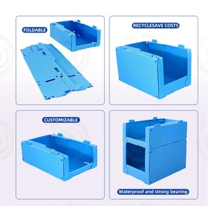 Bac de tri en corrugated blanc personnalisable multi-styles, bac de stockage en plastique PP pour entrepôt, bacs empilables à ouverture frontale, bacs de stockage empilables - Product Image 3