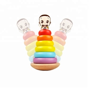 Enfant en bois Empiler Bébé Arc-En-Ciel <span class=keywords><strong>Tour</strong></span> Jouet - Product Image 2