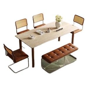 โต๊ะรับประทานอาหารทรงสี่เหลี่ยมผืนผ้าไม้เนื้อแข็งสไตล์บาวเฮาส์ สีวอลนัท เฟอร์นิเจอร์บ้านสไตล์นอร์ดิกสมัยใหม่ โครงสร้างแข็งแรง ดีไซน์แบบผสมผสาน - Product Image 5