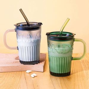 Vente en gros usine : Verre à boisson en paille avec poignée, style vintage et tendance, pour la maison et le bureau, pour lait, jus et café - Product Image 2
