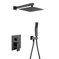 Système de douche encastré mural en laiton robuste, kit de douche pluie carré, finitions multiples, mitigeur encastré
