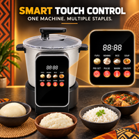 Pembuat Fufu Otomatis 6L 900W, Pembuat Swallow Elektrik, Pemanas Fufu dengan Pengaduk dan Pengaturan Waktu, Fungsi Penghangat untuk Makanan Afrika
