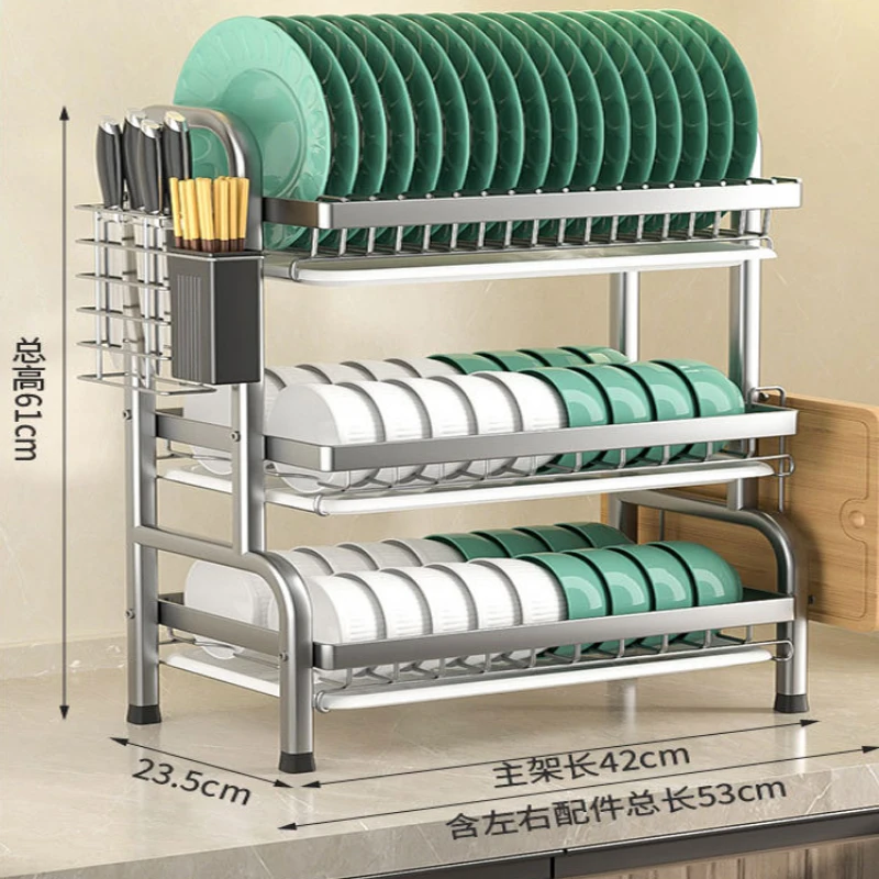 2023 Hot Sale Organizer Drain Drainer Metal Rack Shelf Plate Rack Dish Rack Drying Drain Storage Holders for Kitchen