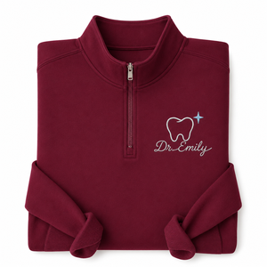 Sweat-shirt d'hiver personnalisé à col montant et fermeture éclair, broderie nom personnalisé DDS DMD Dentiste Hygiéniste Dentaire RDH, cadeau de remise de diplôme - Product Image 4