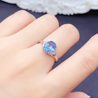 Bague de Fiançailles de Luxe Vintage en Argent Sterling 925 OEM ODM pour Femme avec Topaze Naturelle, Pierre Précieuse CNAS, Idéale pour le Quotidien, CMA