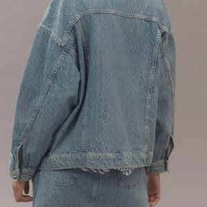 แจ็คเก็ตยีนส์ผู้หญิงคอลเลคชั่นใหม่รับฤดูใบไม้ร่วง  ไซส์สั่งทำได้ ป้ายยี่ห้อสีสันสดใส แจ็คเก็ตทรงบอยเฟรนด์ ล้างสีแบบแอซิดวอช วินเทจ ผ้าฝ้ายผสมเดนิม - Product Image 2