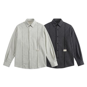 Chemise boutonnée tissée pour homme, manches longues, col ouvert, unie, simple, décontractée, grandes tailles, coupe ample et décontractée, 6XL 7XL - Product Image 1