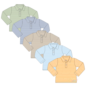 Polo pour enfants, polo rayé orange et <span class=keywords><strong>bleu</strong></span> <span class=keywords><strong>marine</strong></span> pour garçons, pull d'automne, vêtements de boutique pour enfants, chemises à manches longues pour enfants - Product Image 1
