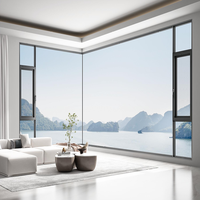 Ventana Abatible de Aleación de Aluminio con Rotura de Puente Térmico, Espaciador de Borde Cálido, Vidrio Triple Aislante, Certificación Energy Star, Resistente al Viento, para Villas y Hoteles