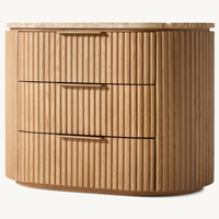Table de chevet RH en chêne américain moderne, taille personnalisable, table de chevet à 3 tiroirs, plateau en marbre de luxe, table d'appoint imposante en bois massif