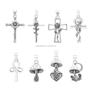 Оптовая продажа, <span class=keywords><strong>925</strong></span> античный серебряный крест и цветок, подвеска с простым дизайном, аксессуар для изготовления ожерелий, изысканные украшения - Product Image 5