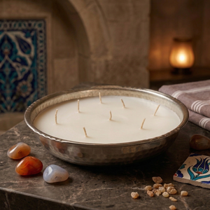 Cuenco de cobre martillado a mano NF, tamaño mediano, para Hammam, con cera de soja de múltiples mechas, aroma personalizado, decoración de lujo para el hogar, regalo para hotel, spa turco - Product Image 2