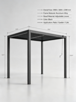 Pérgola Bioclimática Resistente de Aluminio con Recubrimiento en Polvo, Impermeable, con Techo de Láminas Ajustables, Gazebo Eléctrico para Exteriores