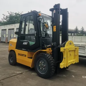 Merek Cina Triple Mast 6000mm Lift tinggi hidrolik Forklift truk padat ban 3ton Diesel Forklift