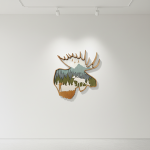 Décorations murales en <span class=keywords><strong>bois</strong></span> sur le thème des animaux de printemps, avec une tête de <span class=keywords><strong>cerf</strong></span> sculptée, représentant des animaux sauvages naturels, design moderne - Product Image 6
