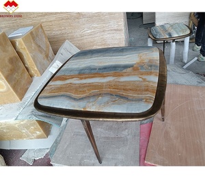 <span class=keywords><strong>Mesa</strong></span> de café de mármol ónix negro moderno con pie de latón, muebles de comedor elegantes, juego de <span class=keywords><strong>mesa</strong></span> de centro de combinación de libros, mármol - Product Image 5