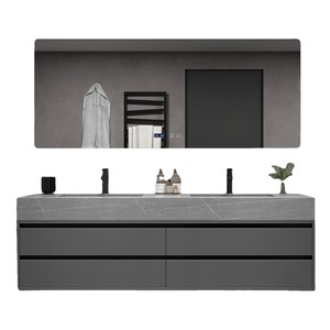 New Gray Modern Wall Mounted Bathroom <b>Vanity</b> LED Smart <b>Mirror</b> Moistureproof and Waterproof Stone Countertop - Product Image 5