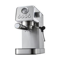 Machine à expresso électrique semi-automatique professionnelle 20 bars en acier inoxydable avec système de mousse de lait et auto-nettoyante pour usage domestique compact