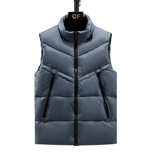Doudoune sans manches personnalisée effet duvet pour homme, collection hiver 2025, vestes matelassées d'extérieur, gilet unisexe grande taille zippé, vente en gros - Product Image 1