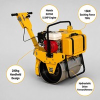 Rouleau vibratoire portatif Honda GX160 RWYL21 15kN 70Hz 280kg à entraînement hydrostatique pour le compactage de l'asphalte et du sol