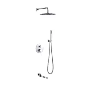 Gran oferta, mezclador frío y caliente montado en la pared de acero inoxidable 304 de 10 pulgadas, grifo de unidad de ducha de baño