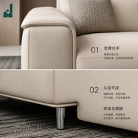 Ensemble de canapés de bureau exécutif minimaliste moderne, canapé sectionnel en cuir véritable beige crème de luxe pour salle de réception de PDG