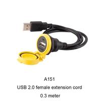 Conector USB 2.0 Impermeable IP65 con Cable de Extensión, Contactos de Cobre y Carcasa de Nailon